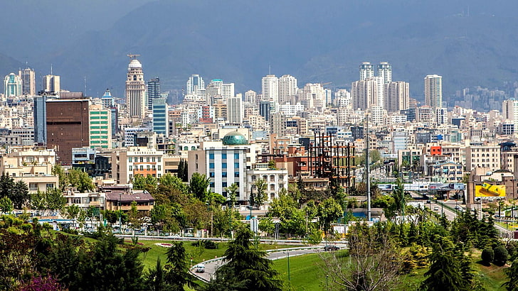 iran, tehran, city, metropolitan area, urban area, cityscape, HD wallpaper