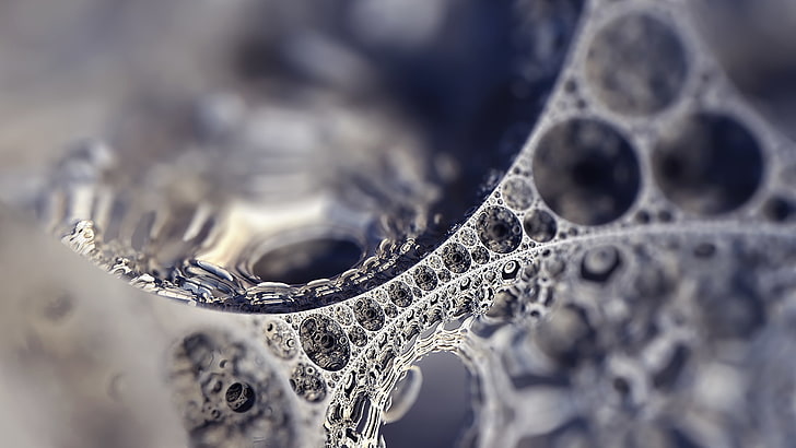 abstract, blurred, silver, fractal, depth of field, close-up, HD wallpaper