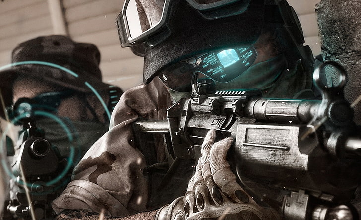 Ghost Recon Future Soldier, black sub machine gun, Games, video game