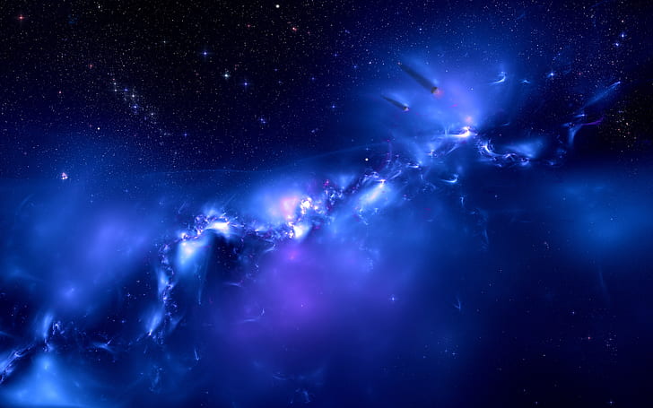 Galaxy blue space, distant planets, photo of space, HD wallpaper