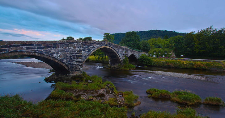 bridge, England, Wales, Llanrwst Bridge, Tu Hwnt I r Bont, River Conwy, HD wallpaper