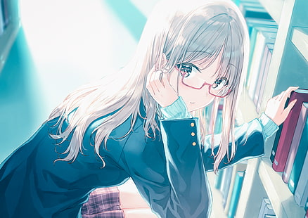 HD wallpaper: anime girl, glasses, meganekko, school uniform, cute, one  person | Wallpaper Flare