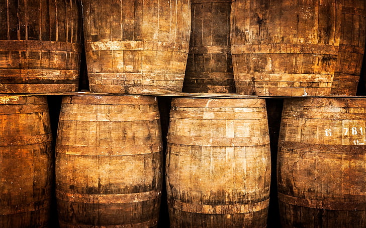 wood, wooden surface, whisky, barrels, cellars, numbers, nails, HD wallpaper