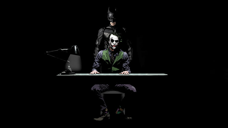 Batman and Joker illustration, The Dark Knight, black Background, HD wallpaper