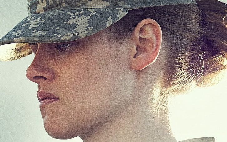 brown camouflage cap, camp x-ray, kristen stewart, amy cole, armed Forces, HD wallpaper
