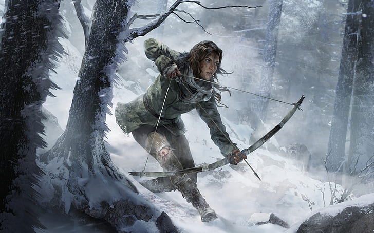 Rise of the Tomb Raider 2015 Game, woman with composite bow, HD wallpaper