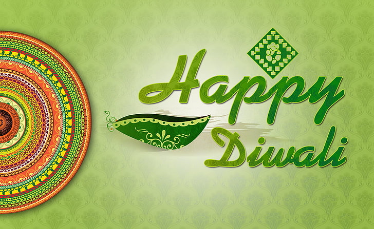 Happy Deepawali, happy diwali sign, Festivals / Holidays, green, HD wallpaper