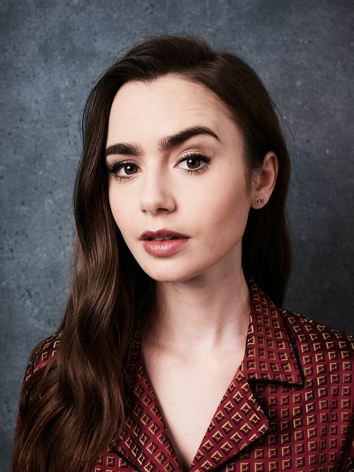 Lily Collins, women, brunette, actress