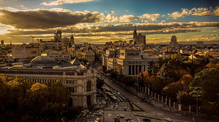 Spain, Madrid, top view, HD wallpaper
