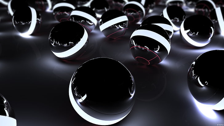 round black lighted electronic device, Poké Balls, Cinema 4D