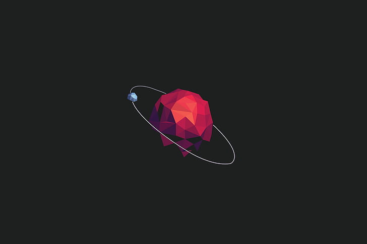 dark background, low poly, digital art, space, planet, simple background