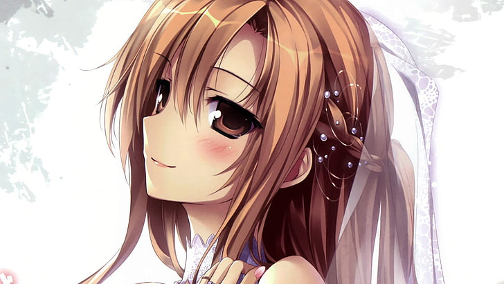 female brown haired anime character, Sword Art Online, Yuuki Asuna, HD wallpaper