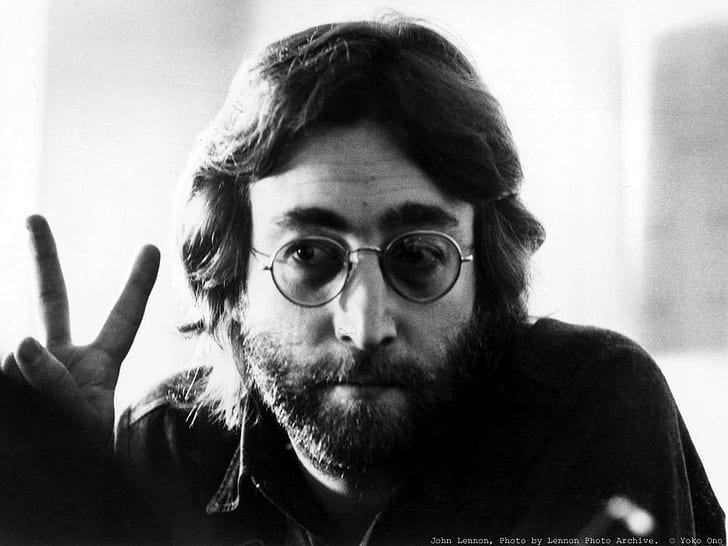 John Lennon, musician, legend, monochrome, HD wallpaper