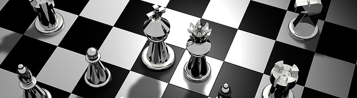 Chess Game, grayscale photography of chess board, Games, Black