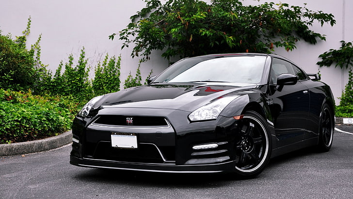 black Nissan Skyline GT-R r35, car, Nissan GTR, land Vehicle