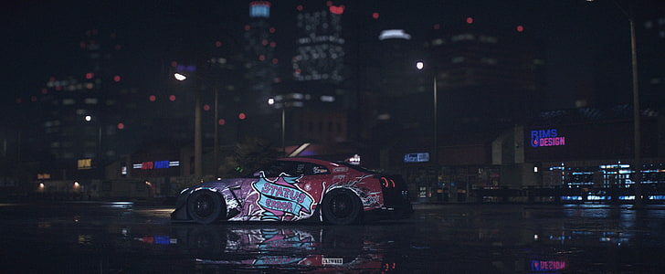untitled, CROWNED, Need for Speed, Nissan GTR, night, car, transportation