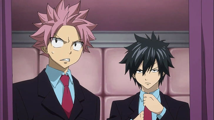 anime, Fairy Tail, Dragneel Natsu, Fullbuster Gray, suits
