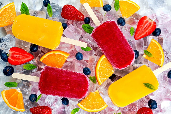 popsicle, ice, fruit, food, multi colored, food and drink, variation, HD wallpaper