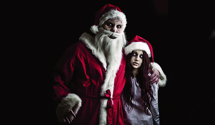 Fondo de pantalla HD cartel de terror de Santa Claus y niña, zombis, doncella, santa malvado