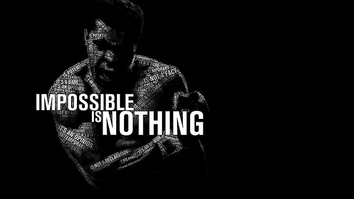 Muhammad Ali, quote, impossible is nothing, black and white, HD wallpaper