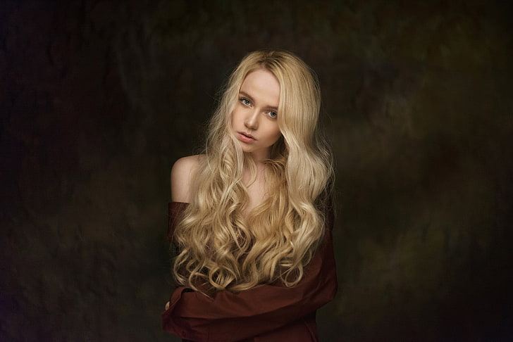 Maria Popova, women, blonde, face, portrait, model, hair, blond hair