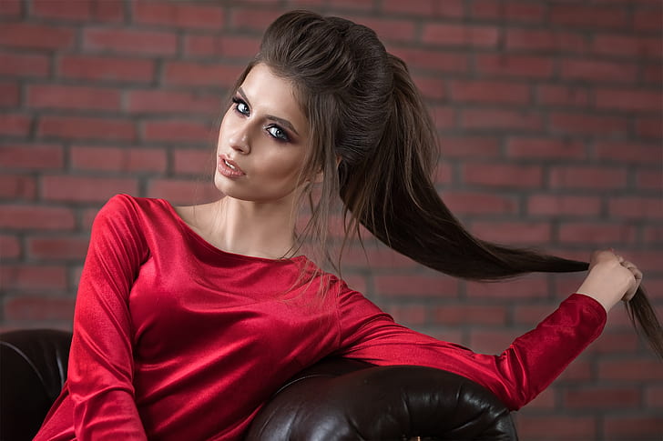 women, model, brunette, portrait, Dmitry Shulgin, HD wallpaper