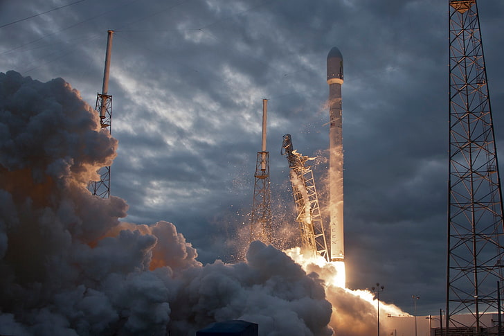 SpaceX, rocket, Falcon 9, smoke, sky, cloud - sky, industry, HD wallpaper