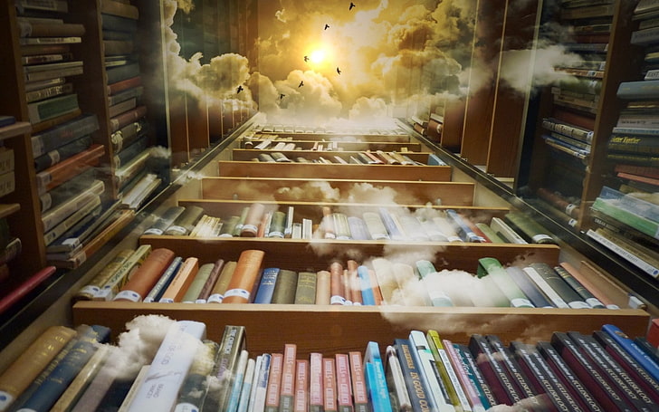 Man Made, Library, Book, Cloud, Fantasy, Magical, Mystical
