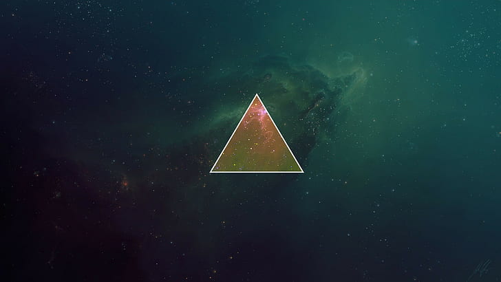minimalism, triangle, TylerCreatesWorlds, galaxy, sky, space