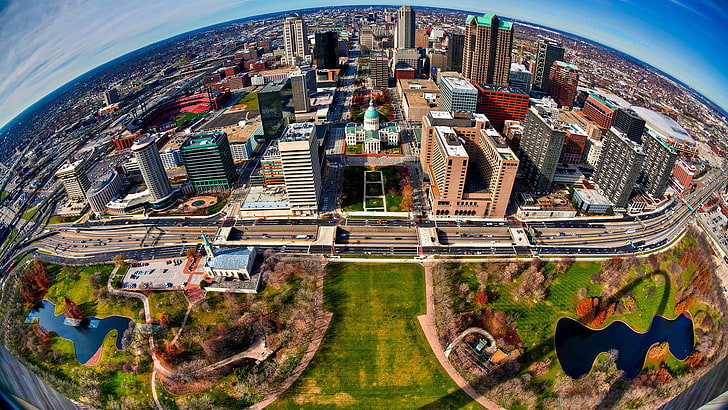 city skyline, cityscape, HDR, building, St. Louis, USA, bird's eye view, HD wallpaper