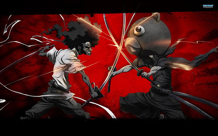 Afro Samurai, anime, red, representation, people, art and craft, HD wallpaper