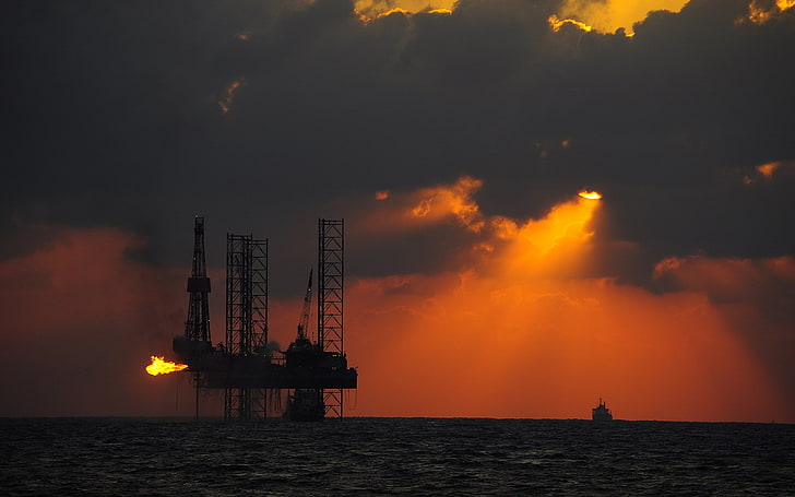 oil platform, fuel and power generation, oil industry, offshore platform, HD wallpaper