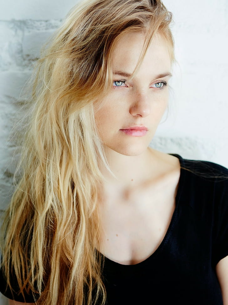 women, Caroline Trentini, blonde, green eyes, HD wallpaper