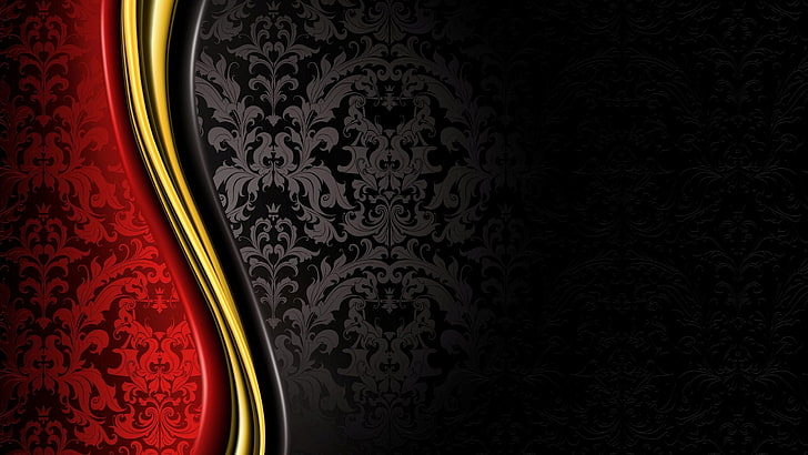 abstract, black, gold, Grand, luxury, red, Royal, pattern, indoors, HD wallpaper