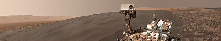 white and beige battleship, Mars, space, Rover, desert, brown