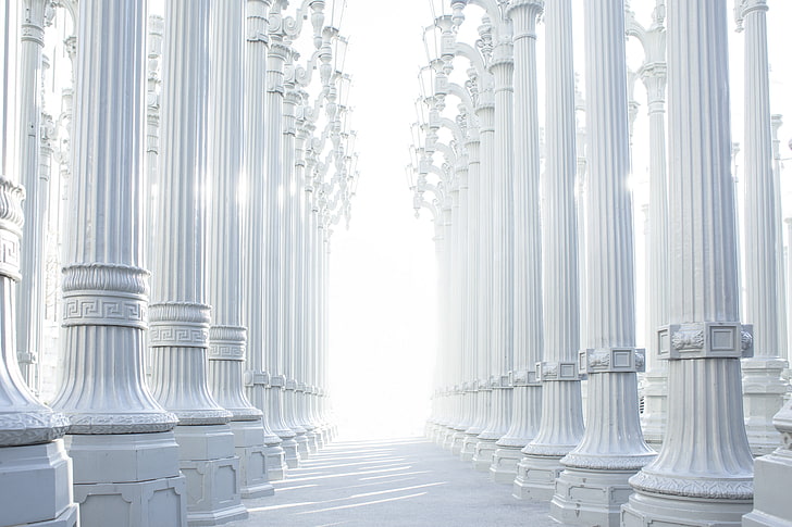 white concrete pillar, columns, architecture, greek, architectural Column