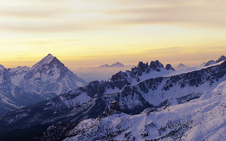 Italian Dolomites at sunrise-Windows 10 HD Wallpap.., snowy mountain HD wallpaper