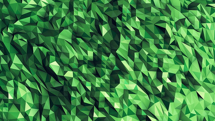 Green polygon, green illustration, abstract, 2560x1440