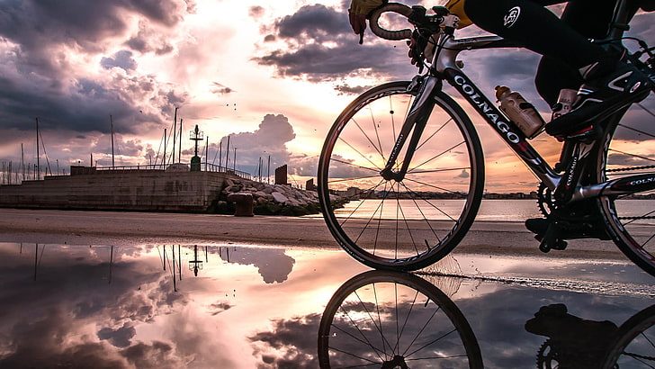 bicycle, wheeled vehicle, cyclist, bike, mountain bike, man, HD wallpaper