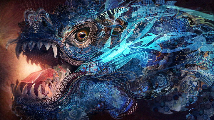 colors, colorful, abstract, fantasy, texture, dragon, eye, rendering, HD wallpaper