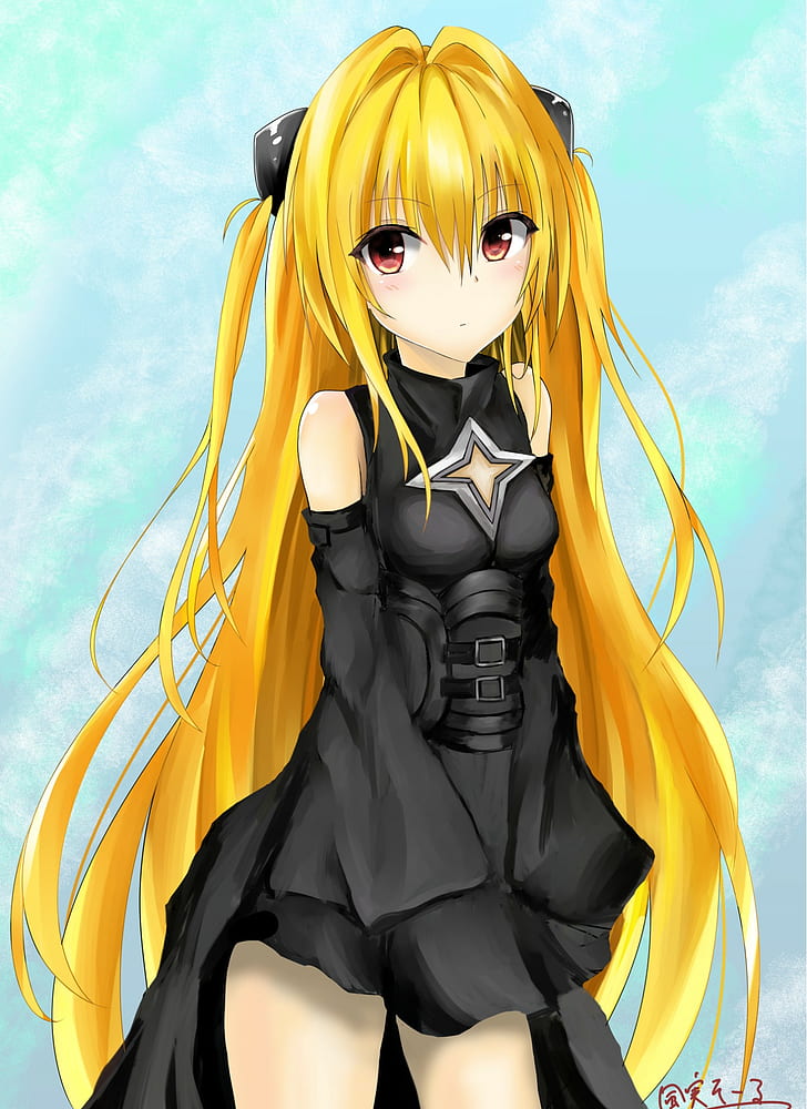 HD wallpaper: anime, anime girls, long hair, yellow hair, red eyes, To