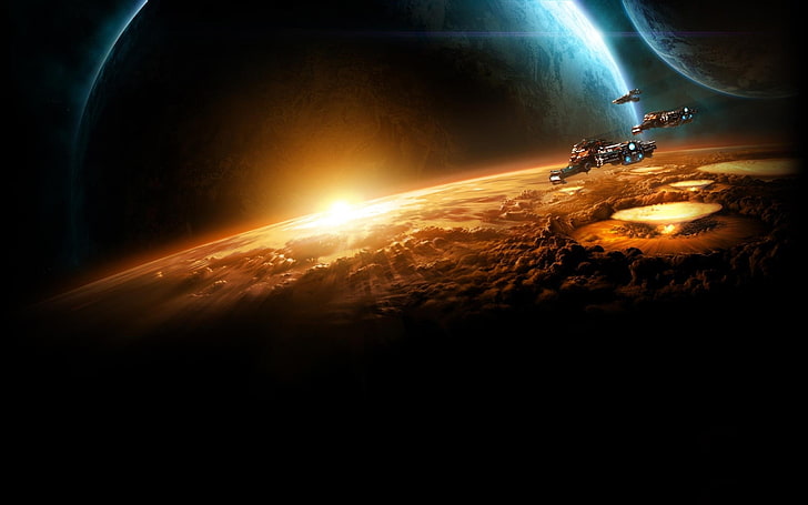 brown planet, apocalyptic, science fiction, nuclear, Starcraft II, HD wallpaper