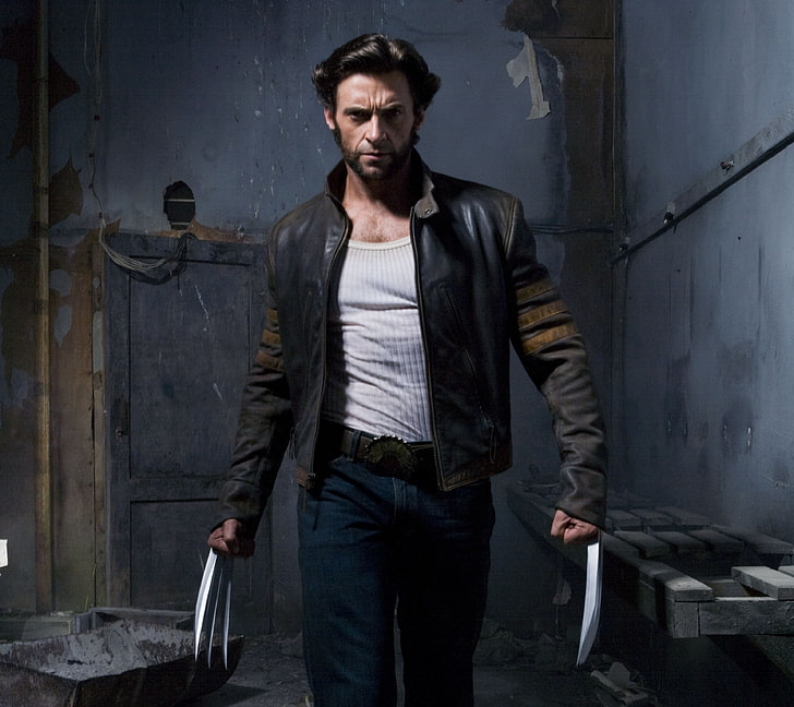Hugh Jackman, celebrity, Wolverine, movies, claws, X-Men, looking at camera