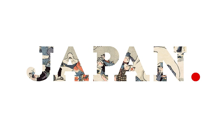 Japan logo, typography, artwork, white background, studio shot