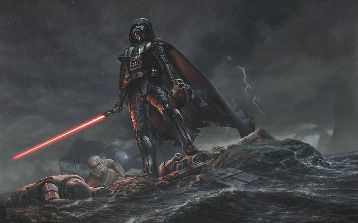 Star Wars Darth Vader, rain, futuristic, horror, judgment Day - Apocalypse