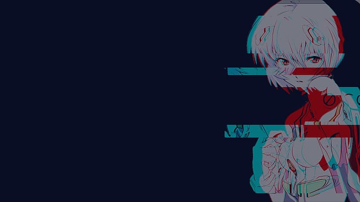 Neon Genesis Evangelion, anime, vaporwave, Ayanami Rei, HD wallpaper