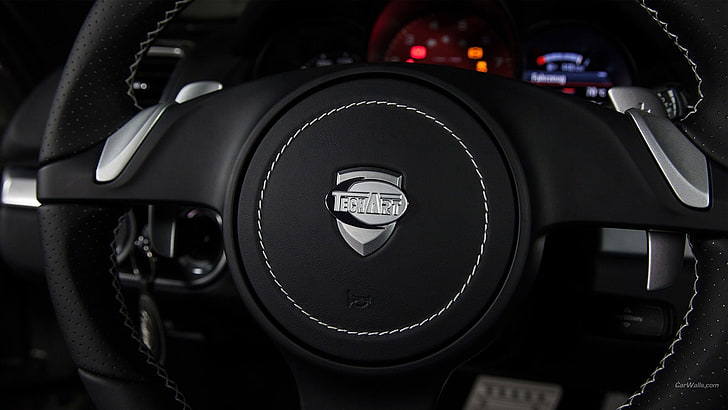 black and gray Bentley steering wheel, Porsche Boxter, car, TechArt