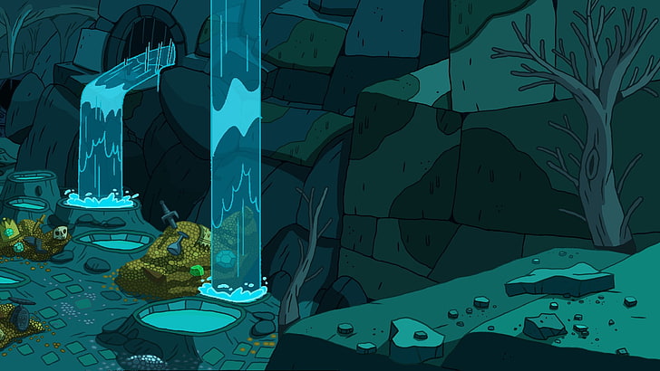 illustration of waste disposal, Adventure Time, landscape, no people