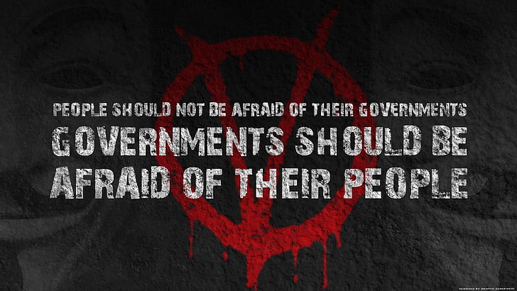 people should not be afraid to their government text, V for Vendetta