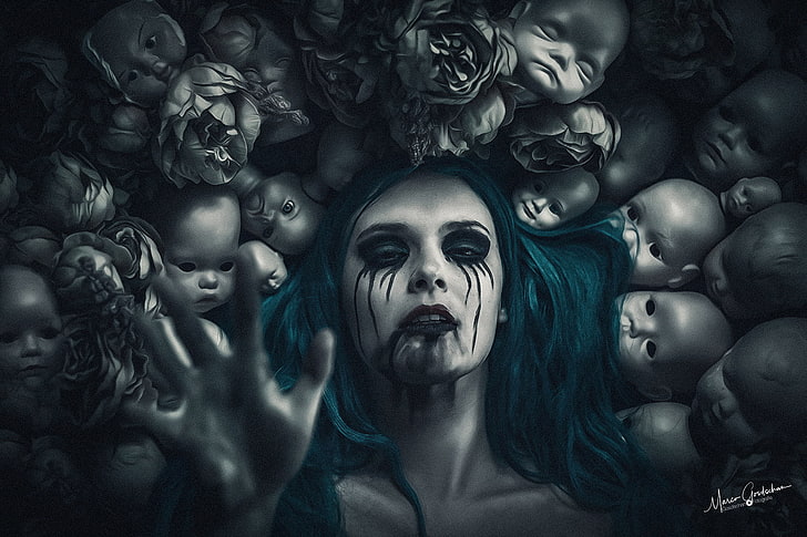 spooky, women, 500px, head, baby, real people, group of people